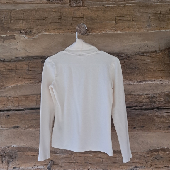 Brooks Brothers Winter White Cotton Spandex Turtleneck Tee Shirt Size XS - Picture 3 of 5